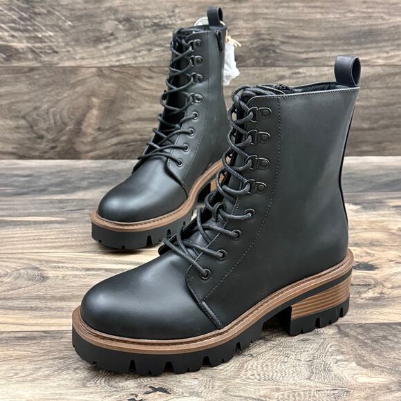 NIB Mia Isaiah 9M Combat Ankle Boots Lug Sole Black Synthetic - Picture 3 of 10